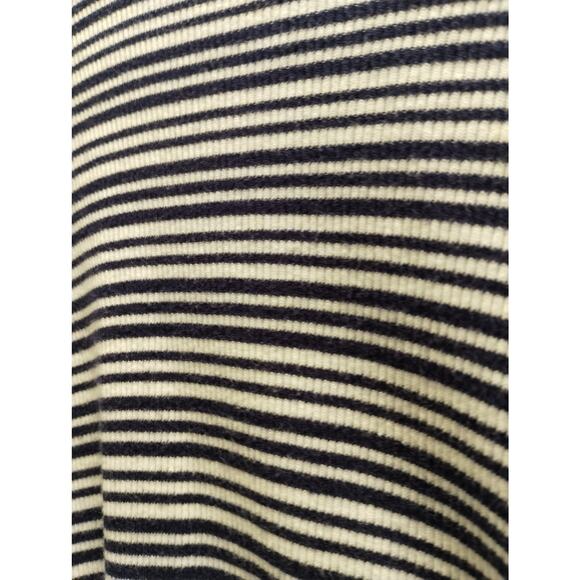 Vintage Talbots Size Large Navy Blue White Stripe Sweater-Texture Cotton T-Shirt - Picture 2 of 4